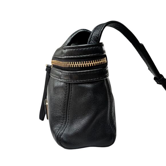 Marc by Marc Jacobs Black Leather Crossbody Bag Purse Gold Zip - Picture 3 of 16